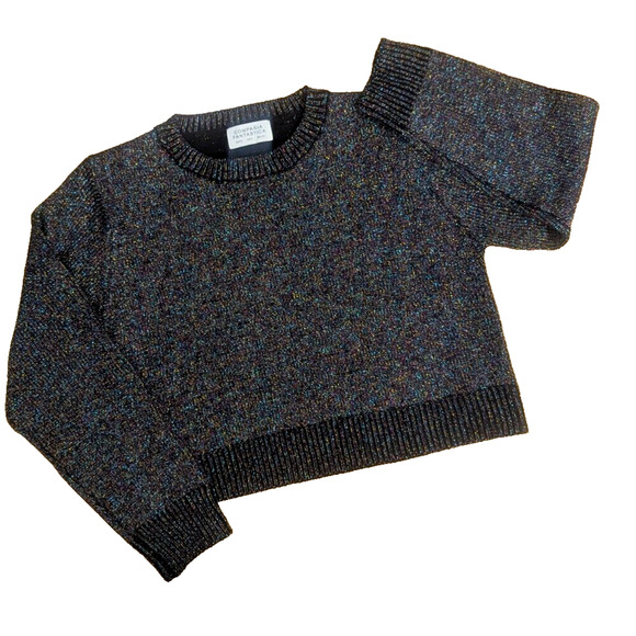 Compania Fantastic Black Rainbow Metallic Long Sleeve Sweater Size Small G1 - Picture 1 of 5